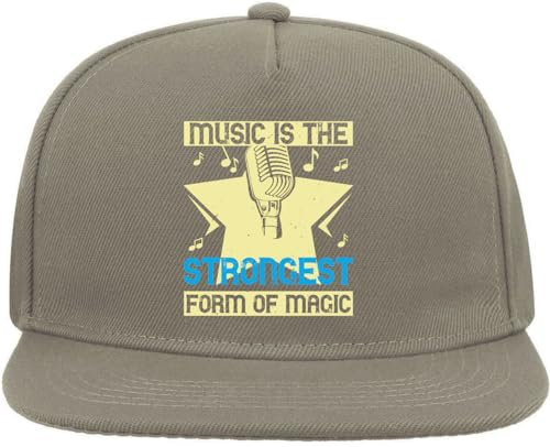 Atspauda Music is The Strongest Form of Magic Artist Slogan Snapback Flat Visor Cotton Blend Cap Gray, grau, Einheitsgröße