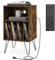 COSTWAY Plattenspieler-Ständer mit Ladestation, 3-stufiger Schallplattenständer, Vinylplatten Aufbewahrungstisch mit Regal & 4 Trennwänden für Wohnzimmer 48 x 40 x 88 cm (Industriell)