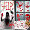 Moxled Halloween Deko Horror, Blutige Handabdruck Fußabdruck Fensteraufkleber, 2 Sets Halloween Tür Fensterbilder & 8 Sets Blutige Mauer Boden Aufkleber 88pcs Blutige Aufkleber für Halloween Party