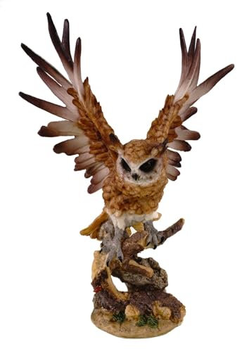 Kremers Schatzkiste Dekofigur Eule Braun Skulptur 38cm Deko Figur Vogel Geschenk Tier Polyresin Eulenfigur Uhu