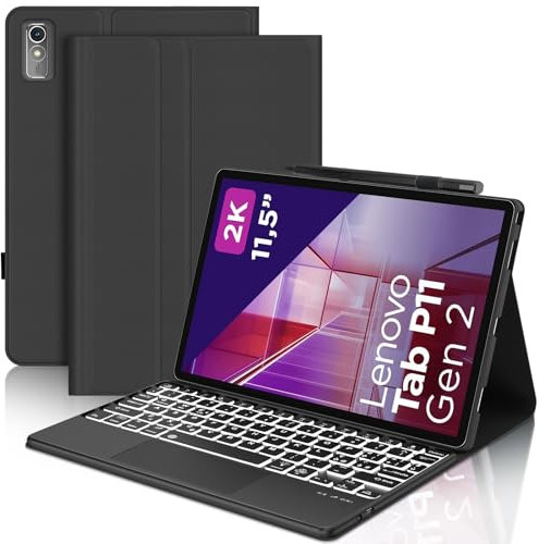 IVEOPPE Tastiera Lenovo Tab P11 Seconda Generazione con Touchpad, Custodia Tastiera Lenovo Tab P11 (2nd Gen) 11.5 pollici, Tastiera Italiano Bluetooth per Lenovo Tab P11 (2nd Gen), Nero
