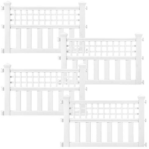 Taylor & Brown Pack of 4 Plastic Fence Panels Garden Path Lawn Edging Flower Plant Border Landscape Decorative Versatile Panels, 4 Panels, Total Length 240cm, White