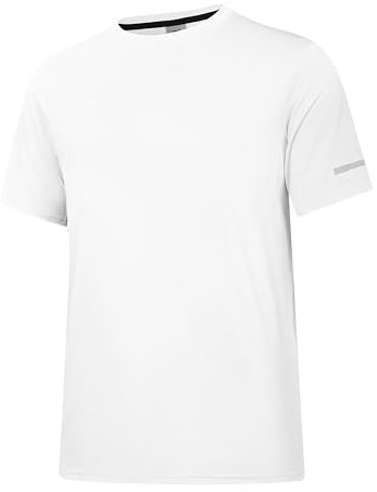 Herren Rash Guard UPF 50+ Sonnenschutzkleidung Kurzarm-T-Shirts für Männer Leichte, schnell trocknende SPF UV Swim Surfing Tees Weiß 02-M