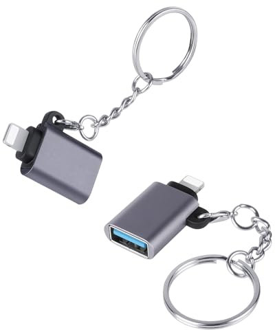 OFFCUP Adaptateur Lightning vers USB, 2PCS Adaptateur de Caméra avec Porte-clés, Adaptateur USB OTG Compatible iPhone/i-Pad, Clavier MIDI, Souris, Lecteur de Cartes, clé USB, Appareil Photo Numérique
