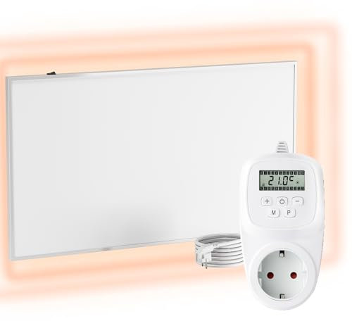 UMBRELLA® Infrarot Wandheizung mit Thermostat [INKL. TH12 THERMOSTAT] – Infrarotheizung Wandmontage Heizkörper – Carbon Crystal Infrarotheizung – Paneel Badezimmer geeignet – (Modell F450-450W)
