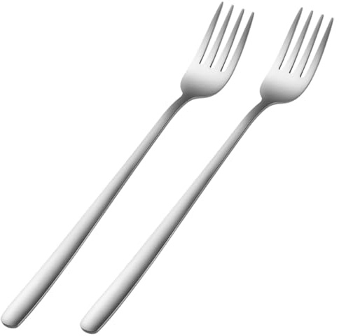 3pcs Stainless Steel Dessert Forks Long Handle Simple Style | Comfortable Grip, Fine Polishing Craft, Non-slip Finish, Easy to Clean, Silver for Home and Salad Use