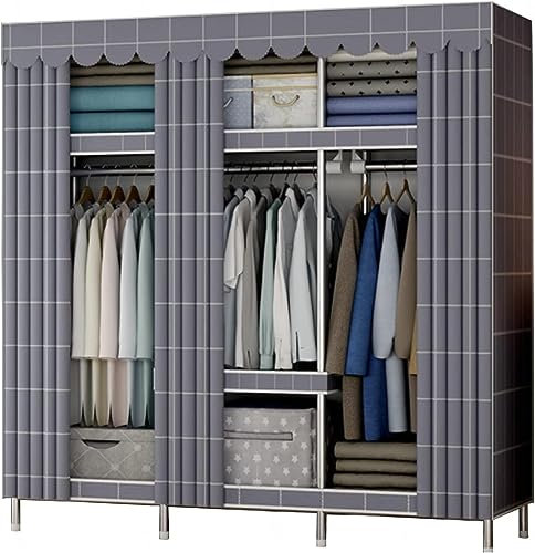 LAMEDOAT Kleiderschrank, tragbare Kleiderschrankregale aus Segeltuch, Stoffschrank mit Kleiderstange, Aufbewahrungsorganizer für den Kleiderschrank, B-128 x 45 x 172 cm (A 128 x 45 x 172 cm) (A 128 x
