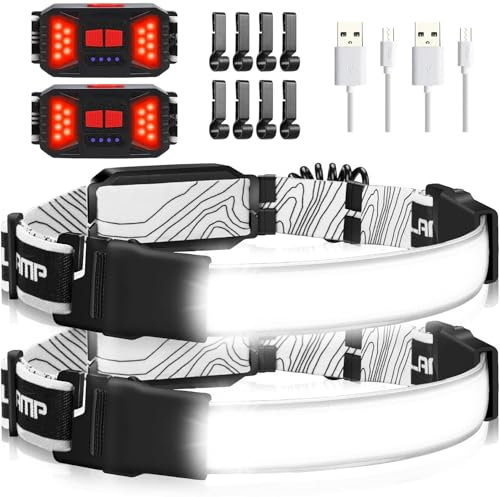 Linterna frontal recargable, gran angular de 230°, 1000 lúmenes, linterna frontal con luz trasera roja, 3 modos de luz, lámpara LED ligera para cabeza ajustable, impermeable, para correr, ciclismo