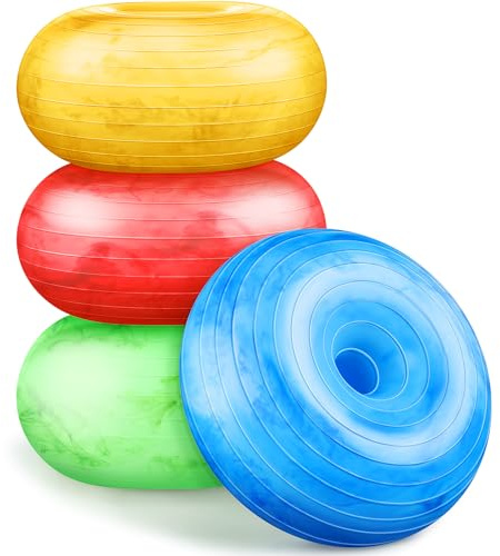 Libima Flexible Sitzgelegenheiten für Klassenzimmer, aufblasbare Yoga-Ballstühle mit Pumpe, Donut-Übungsball, Stuhlkissen für Balance- und Stabilitätstraining, Zuhause, Büro, Fitnessstudio, Workout