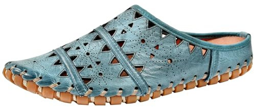 Gemini Damen Pantolette Sabot Leder Clog Cutouts 031195-02, Größe:39 EU, Farbe:Mehrfarbig
