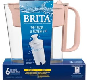 Brita Metro Carafe filtrante à eau d'une capacité de 6 tasses, sans BPA, remplace 1 800 bouteilles d'eau en plastique par an, dure deux mois, comprend 1 filtre, petite taille – Rose