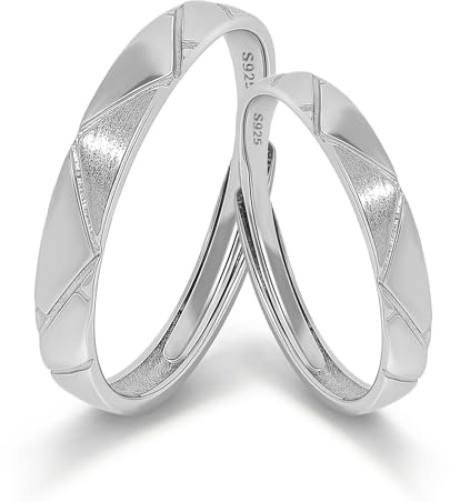 Meissa 925 Sterling Silber Paar-Ringe für Verlobung Heirat und Hochzeit Perfektes Valentinstags und Jahrestagsgeschenk für Verlobte Ehemann Ehefrau Freunde Paare Romantisches, Set aus zwei Ringen