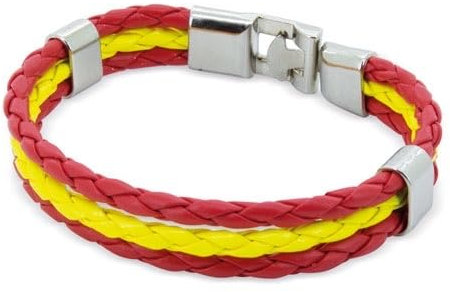 ROMA RETAIL Pulsera Trenzada Bandera de España, Cuero Sintético