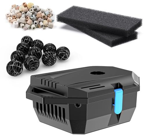Biling BS200 Kit complet de filtre de bassin, à utiliser avec pompe de fontaine solaire, filtre de bassin cascade, système de filtration biologique sert à protéger les pompes à eau et les étangs