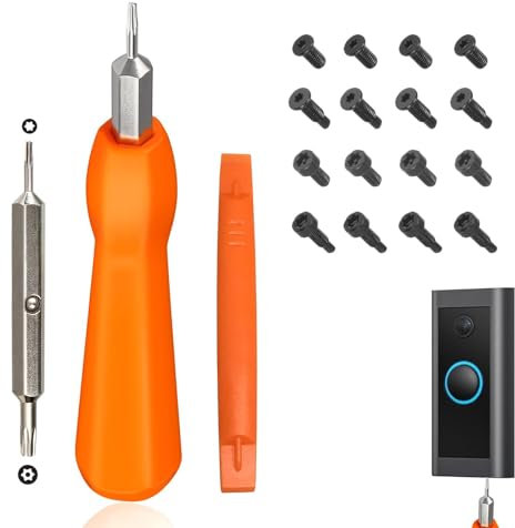 Ring Doorbell Screws Replacement, Includes 20 T6 and T15 Security Screwdriver Full Set of Spare Screws, Durable Stainless Steel Fixings for Secure Installation Maintenance