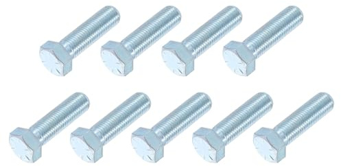 METALLIXITY Vis Hexagonales (7/16-20 x 1-1/2) 9Pcs, Acier Carbone Zingué, Filetage UNF Fin, Entrainement Hexagonal Externe, Vis À Tête Hexagonale, Argent