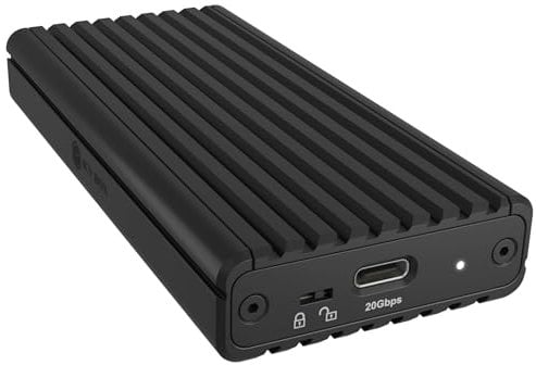 ICY BOX Gehäuse für M.2 NVMe SSD (USB 3.2 Gen 2x2, 20 Gbit/s, werkzeuglos, Schreibschutzschalter, Aluminium mit Kühlung, LED-Anzeige), IB-1917M-C32a