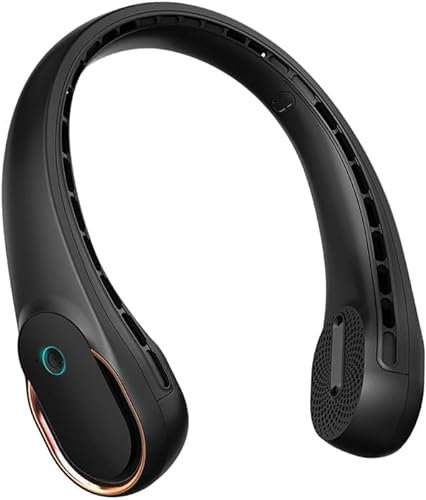 Portable Neck Fan with Strong Wind - 5000mAh Rechargeable neck fan, Adjustable 360° Cooling, Super Quiet - Non-Slip Material, Short Charging Time, and Long Use Time (Black)