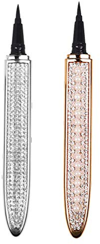 COOPHYA 2pcs Self-adhesive False Eyelashes Eyeliner Diamond Bling Glitter Makeup Pens for Women Sweat Eyeliner Pens Pencil