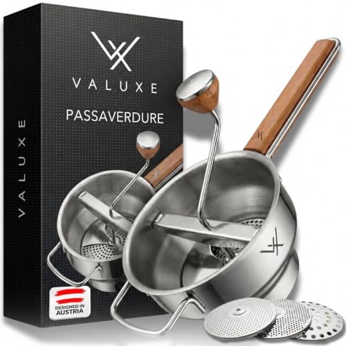VALUXE® Passaverdure Acciaio Inox 2,3L con 3 Dischi - Passapomodoro Manuale