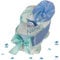 Windeltorte Kinderwagen für Junge blau | Personalisierbar - Lätzchen mit Name / 21-teilig | Windelkinderwagen als Geschenk zur Geburt, Babyparty & Baby Shower