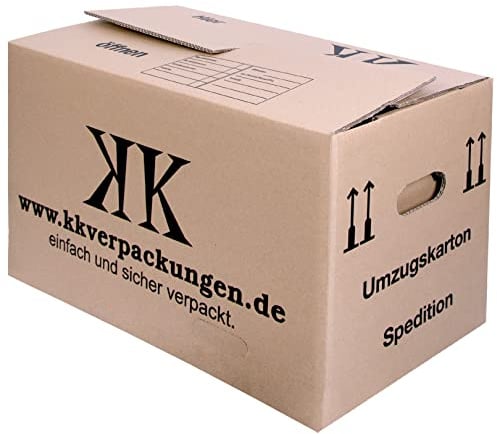 Midori XXL Umzugskartons 60 Stück, 660 x 360 x 405 mm | Doppelwellig 2.40 BC, 50 kg Traglast | Schmetterlingsboden, fadenverstärkte Griffe | 84L Umzugskisten