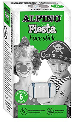 Alpino Maquillaje Face Stick Blanco | Pintura Cara para Niños y Adultos | Pintura Cara Lavable con Aplicador | Producto Cosmético | Maquillaje para Fiestas | 6 Barras de Maquillaje