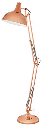 EGLO Stehlampe Borgillio, 1 flammige Vintage Standleuchte im Industrial Design, Stehleuchte aus Stahl, Farbe: Kupfer, Fassung: E27, inkl. Trittschalter