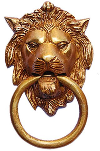 Aakrati Battente per porta con faccia di leone, marrone