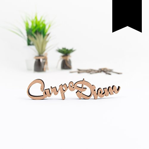 KLEINLAUT 3D-Schriftzug Carpe Diem in Größe: 10 x 2,3 cm - Dekobuchstaben - 32 Farben zur Wahl - Schwarz
