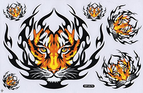 DD Tiger Flammen Sticker Aufkleber Folie 1 Blatt 270 mm x 180 mm wetterfest