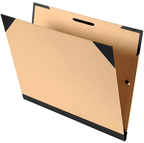 Canson 200003131 Zeichenmappe Kraft, 2 Eckspanner mit Gummizugverschluss, 10 Stück, 610 x 810 mm, hellbraun