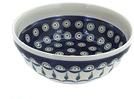 Blue Rose Polish Pottery Peacock Cereal/Soup Bowl