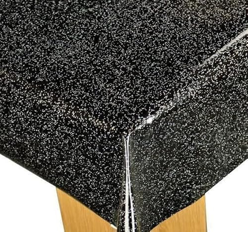Karina Home Glittery Glitter Black Wipe Clean Tablecloth Vinyl PVC 200cm x 140cm