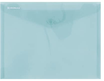 DONAU Dokumententasche DIN C5 / 1 Stück/ Grün/ Brieftaschen Tasche mit Druckknopf/ Transparenter Kunststoff/ Dokumentenmappe Kuvertmappe mit Klammer/ PP-Umschlag Umschlagmappe