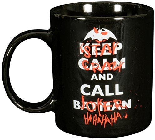 Batman Tasse, Porzellan, ca. 300ml Keep Calm, Stay Crazy And Call Joker-0122041 Tazza, Ceramica, Nero, 1 unità (Confezione da 1)