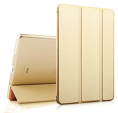 EssVita Case, iPad Mini 2/ Mini 3 Cover(Not for iPad Mini 4 Fashion Three Fold Smart Stand Sleep/Wake Magnetic Flip PU Leather Hard Case for Apple iPad Mini 1/2/3 Champagne Gold