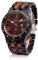 BEWELL Herren Natürliche Holz Uhr Retro Quarz Analog Armbanduhr mit Multi-Funktionen der Kalender Anzeige und Leuchtenden Zeiger Hölzerne Armband(Schwarzes und Rotes Sandelholz)