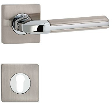 ck-tuerbeschlaege Hochwertige Drückergarnitur “Detroit“ | Profilzylinder (PZ) | Bicolor | *Metallische Unterkonstruktion*