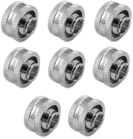 XSPC G1/4 to 1/2 ID 3/4 OD Compression Fitting V2 - Chrome (8 Pack)
