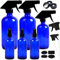 Youngever 6 Pack Empty Cobalt Blue Glass Spray Bottles Refillable Containers, 500ML 250ML 120ML Spray Bottles for Cleaning Products, Durable Black Trigger Sprayer Fine Mist and Stream