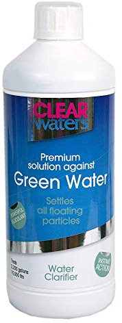 ClearWaters - Trattamento acqua verde per laghetti, 1 l, tratta 10.000 litri di acqua, rimuove alghe e laghetti, ad azione istantanea, innocuo per pesci e animali