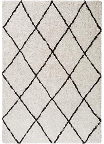 Benuta Hochflor Shaggyteppich Gobi Shaggy Wohnzimmer Langflor Modern Cream 80x150 cm - Bettvorleger für Schlafzimmer, 80 x 150 cm