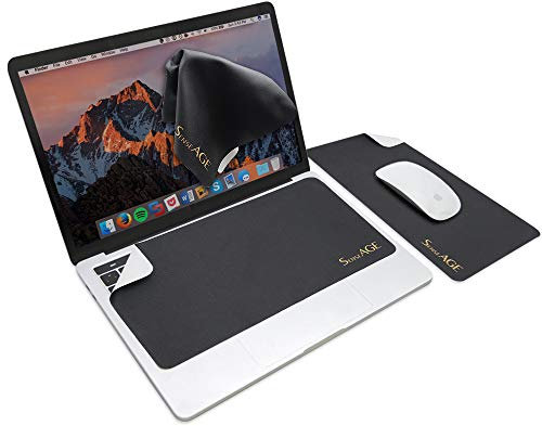 SenseAGE 3 in 1 Travel Mouse Mat | Mousepad, Microfiber Keyboard Dust Cover, Screen/Monitor Cleaning Cloth | Non-Slip, Lightweight, Portable - Iron ore (Charcoal)