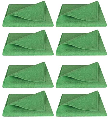 Moritz 8er Set Mikrofaser Putztuch grün 40 x 40 cm extra Saugstark 250 GSM hochwertiges Mikrofasertuch Microfaser Reinigungstuch für Auto, Haushalt, Camping, Küche