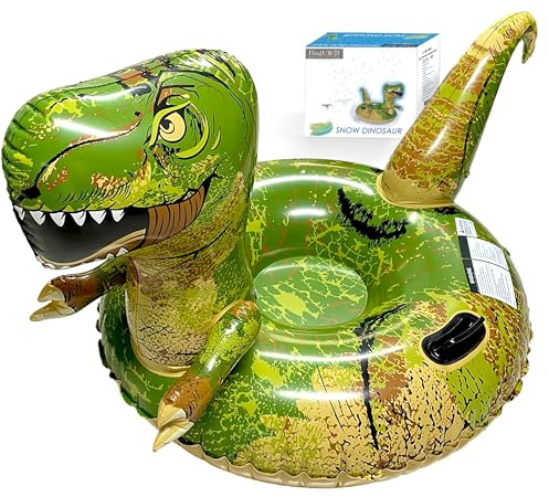 Dinosaur Snow Tube, FindUWill 64.9 inch Large Inflatable Snow Sled with Handles, Heavy Duty Snow Tubes Sledding for Kids and Adults (Reinforced Double-Layers Bottom)