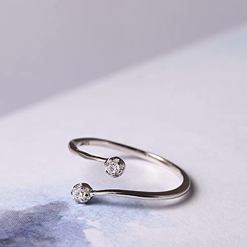s925 Silber Super Flash Doppeldiamant offener Ring Mode Persönlichkeit eingelegter Zirkon Mode Ring
