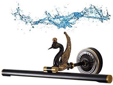 LANMOU LED Spiegelleuchte Retro Aus Messing 4000K Neutralweiß, IP44 LED Wandleuchte Badezimmer Spiegelschrank Leuchte, Einstellbar Bilderleuchte Vintage, Schwan Spiegellampe Dekor,Schwarz,100CM/20W