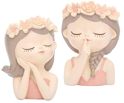 Baoblaze 2X per Piante Grasse in Resina Piccola Femmina Contenitori Vaso Decorazioni per Bonsai