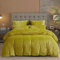 Damier Plüsch Bettwäsche 135x200cm 4 teilig Gold Gelb Winter Warme Cashmere Touch Bettwäsche Set mit Reißverschluss - 2 x Bettbezug 135 x 200 cm und 2 x Kopfkissenbezug 80 x 80 cm